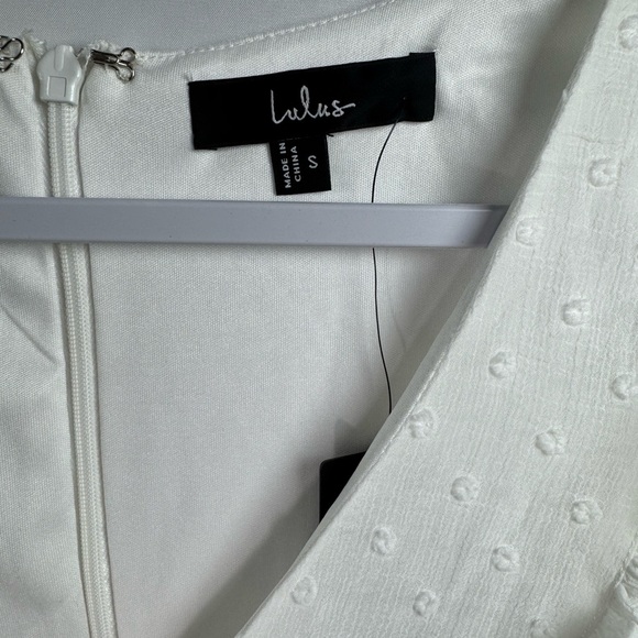 Lulus Dreamy Designs White Ruffled Tiered Swiss Dot Mini Dress S - Picture 6 of 11